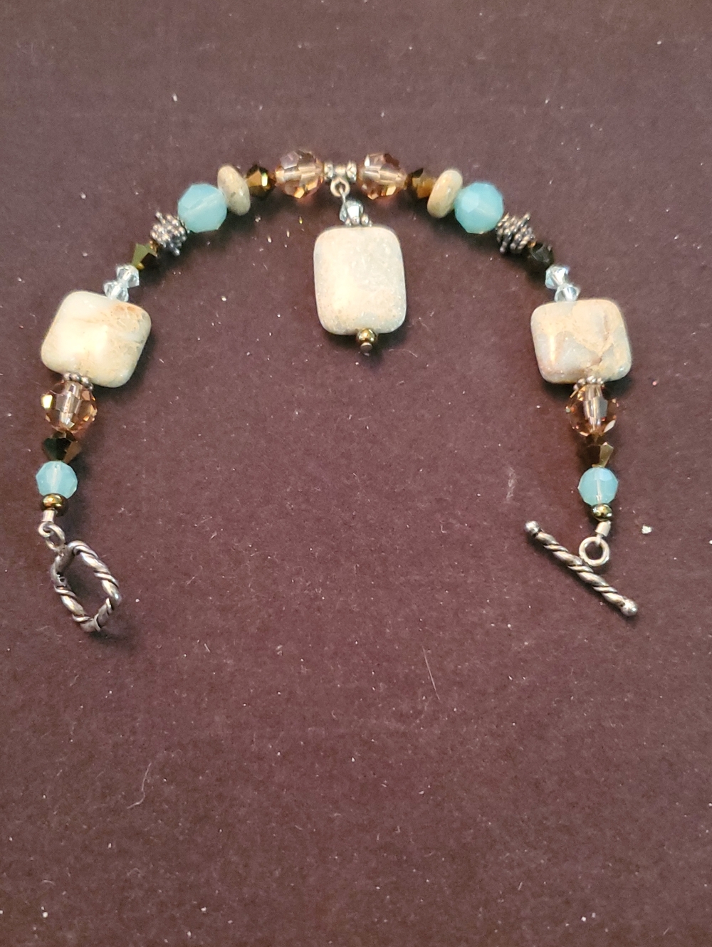Beige and Aqua Beaded Bracelet REASONABLE OFFER ACCEPTED